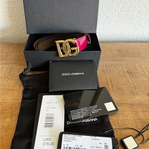 Dolce & Gabbana Fuchsia Belt with Gold Logo Buckle